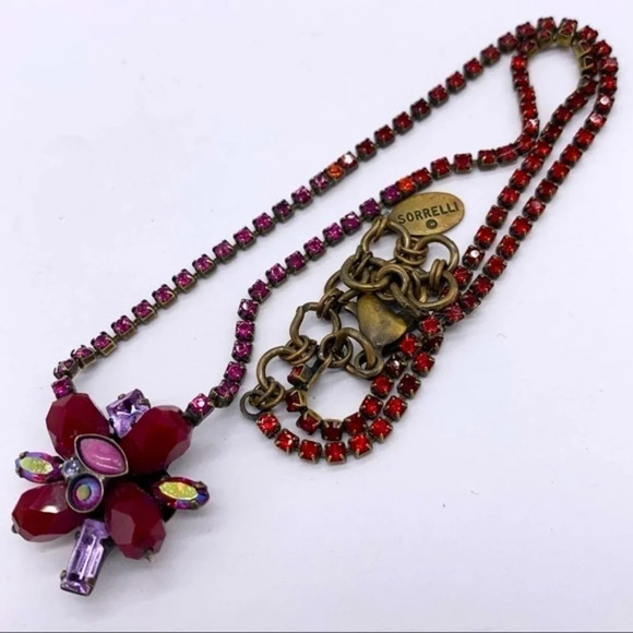 Sorrelli Red Burgundy Crystal Necklace - Picture 1 of 4